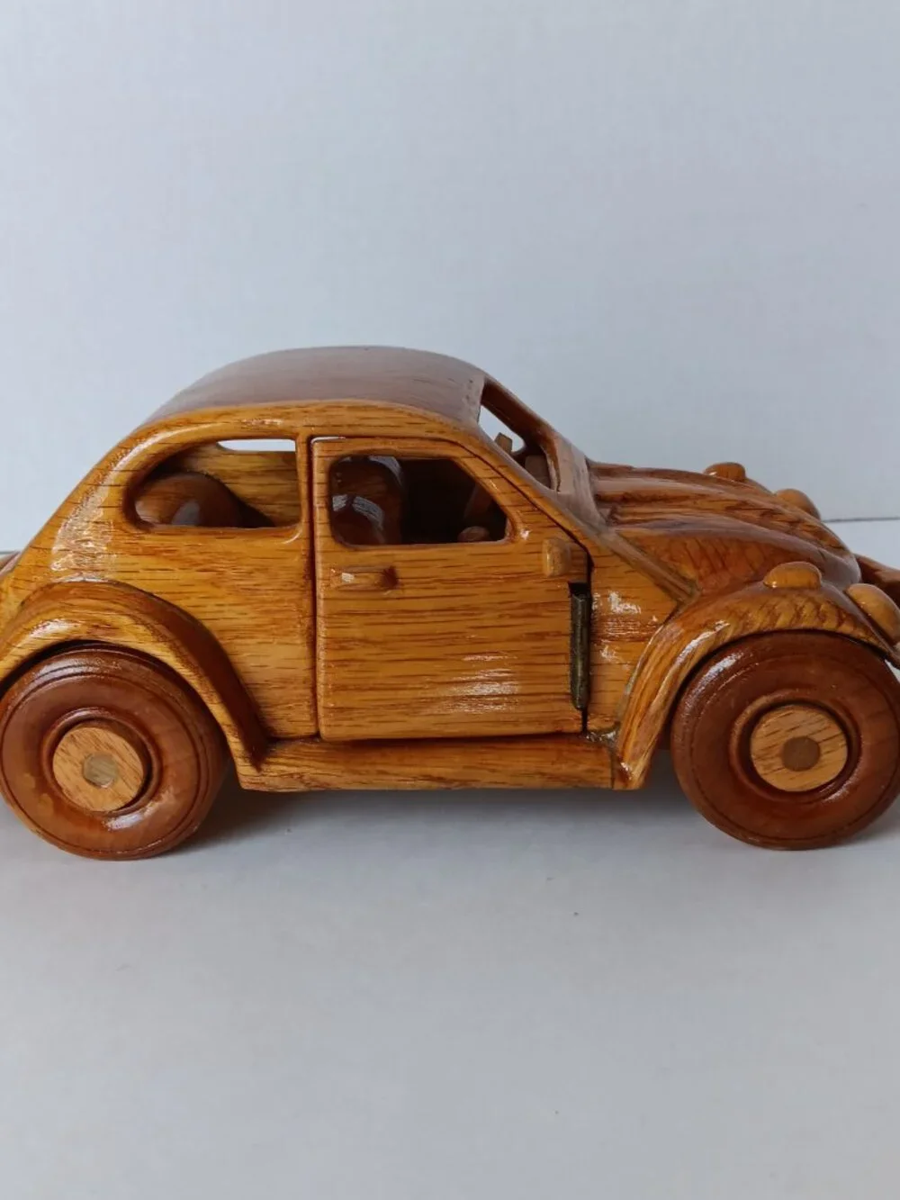 Handmade Oak Model Volkswagen  - 10 in (L)  x 4.5 in (W) - Working Doors/Wheels
